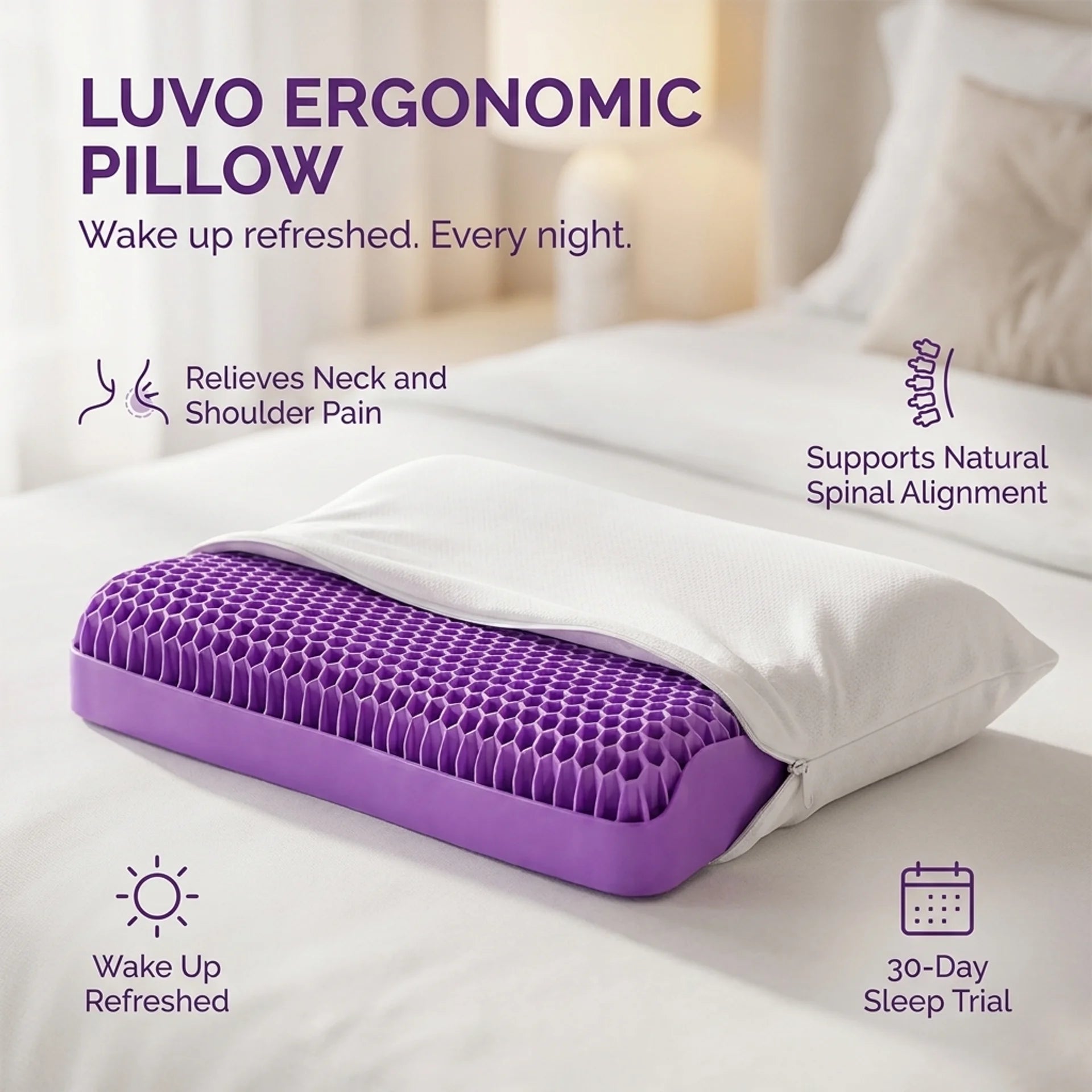Luvo™ Ergonomic Grid Pillow